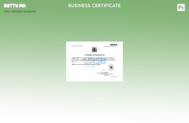 модерен стил Уганда сертификат за основање на компанијата Word и PDF шаблон шабл